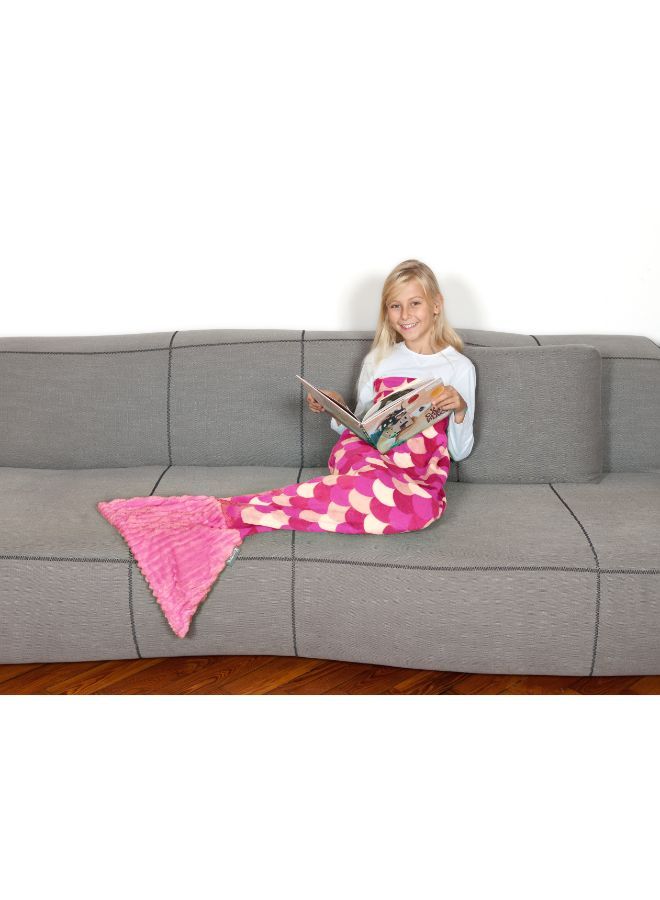 Kanguru Mermaid Tail Blanket | Wearable Fleece Blanket w/ Sirena Tail for Kids, Soft, Comfy, Warm, Fun, Machine Washable, for Kids and Teenagers size 135cm - Pink - Image 3