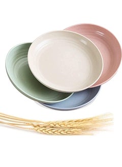 Beauenty 4 Pack Unbreakable Dinner Plates, Reusable Wheat Straw Plates 10 Inches, Lightweight Unbreakable Dinner Dishes Plates, Dishwasher & Microwave Safe  - Image 1