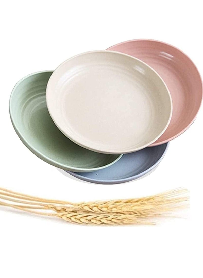 Beauenty 4 Pack Unbreakable Dinner Plates, Reusable Wheat Straw Plates 10 Inches, Lightweight Unbreakable Dinner Dishes Plates, Dishwasher & Microwave Safe  - Image 1