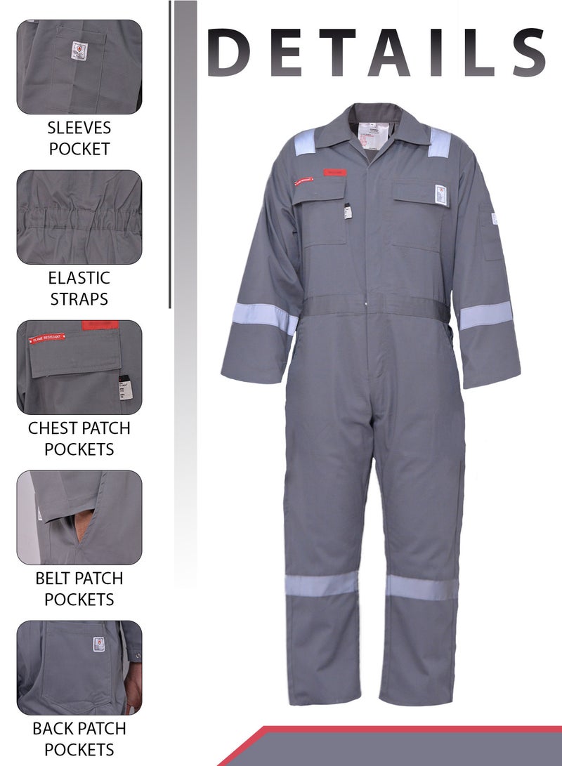 ارتداء آمن أغطية FR Hi-Vis للرجال، معتمدة من NFPA 2112، ملابس عمل مقاومة للهب بوزن 7 أوقية مع شريط عاكس و6 جيوب - Image 2