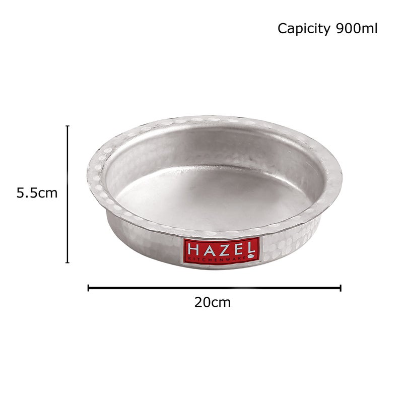 Hazel وعاء هازيل من الألمنيوم لانغدي مع غطاء بتصميم مطروق قاع دائري للأواني الغليان، 20 سم، 900 مل فضي - Image 4