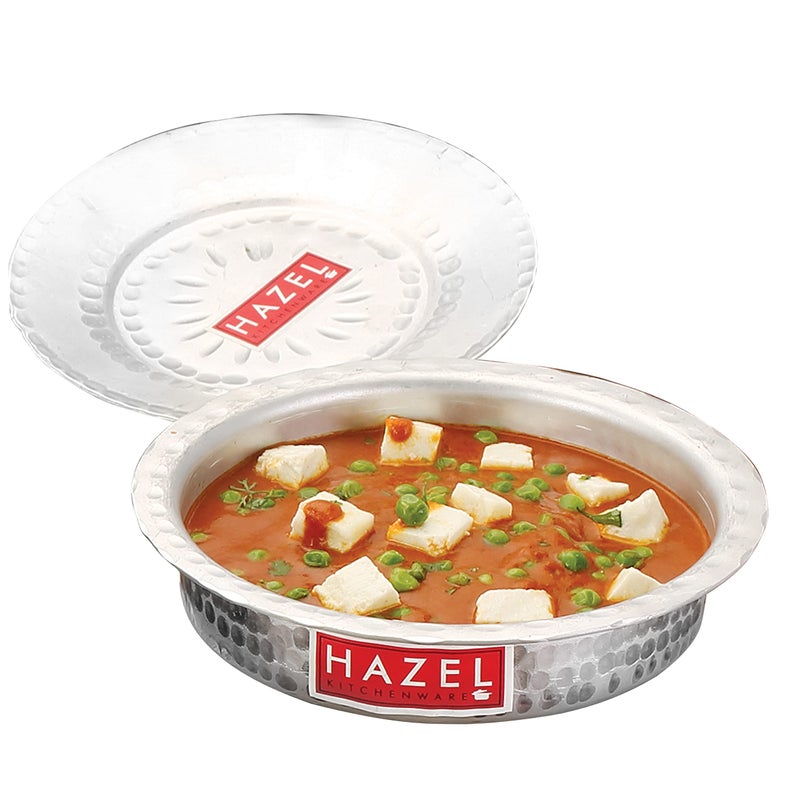 Hazel وعاء هازيل من الألمنيوم لانغدي مع غطاء بتصميم مطروق قاع دائري للأواني الغليان، 20 سم، 900 مل فضي - Image 5