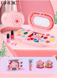 21 PCS Kids Makeup Kit Washable Makeup Kit, Girl Toys Real Cosmetic Makeup Set with Rotating Case, Safe & Non-Toxic Makeup Toy Set Pretend Makeup Beauty Portable Makeup Camera Box Kit