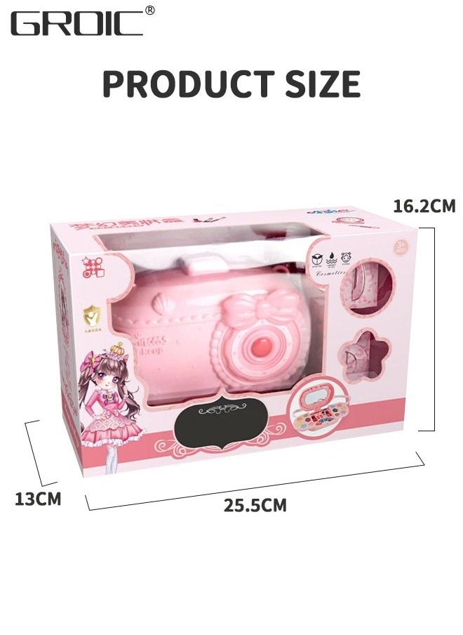 GROIC - 21 PCS Kids Makeup Kit Washable Makeup Kit, Girl Toys Real Cosmetic Makeup Set with Rotating Case, Safe & Non-Toxic Makeup Toy Set Pretend Makeup Beauty Portable Makeup Camera Box Kit - Image 1