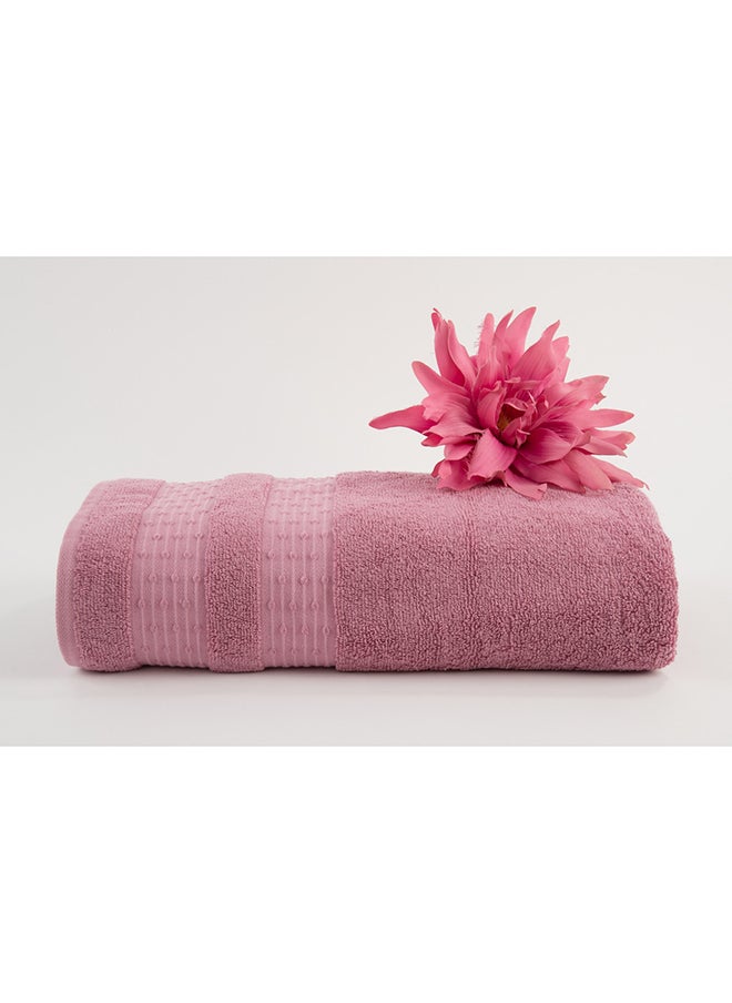 White Rose Fortuneplush 580 Gsm 100% Cotton Terry Fancy Border1 Bath Sheet 80X160 CmLuxury Touch Extra Absorbent-Dark Pink  - Image 1