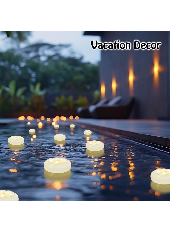 6pack Flameless LED White Floating Candles, 3'' Plastic Battery Operated Flickering Waterproof Tealights for Cylinder Vases, Centerpieces at Wedding, Party, Pool, Holiday  - Image 2