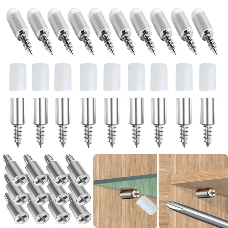 TYHBO 30 Pcs Shelf Support Pegs, Shelf Pins with Anti-Slip Silicone Sleeve,Shelf Pegs, Shelf Support Pegs,Bookshelf Pegs (Silvery White) - Image 1