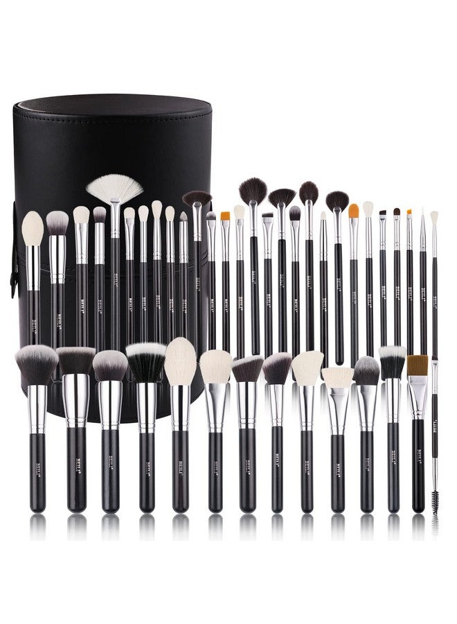 BEILI Makeup Brushes 42Pcs Makeup Brush Set Premium Goat Synthetic Hair Kabuki Foundation Blending Brush Face Powder Blush Concealers Eye Shadows Make Up Brushes Kit With Case（Black） - Image 1