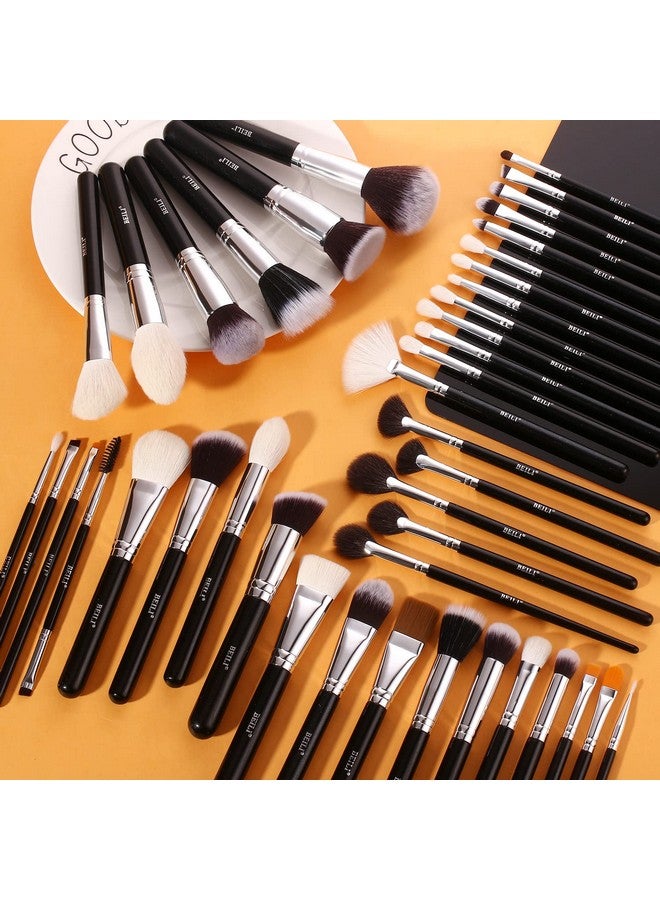 BEILI Makeup Brushes 42Pcs Makeup Brush Set Premium Goat Synthetic Hair Kabuki Foundation Blending Brush Face Powder Blush Concealers Eye Shadows Make Up Brushes Kit With Case（Black） - Image 2