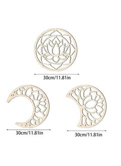 Generic Moon Phase Wall Hanging 5PCS Hollowed Lotus Decor Art Boho Wooden Phases Decoration Modern for Bedroom Office Background Props Generic  - Image 5