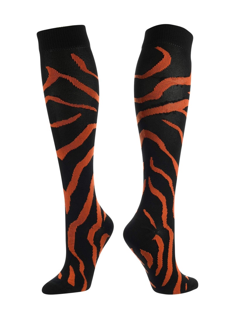 TCK Sports Krazisox Zebra Stripe Socks (Black/Orange, Small) - Black/Orange,Small - Image 1