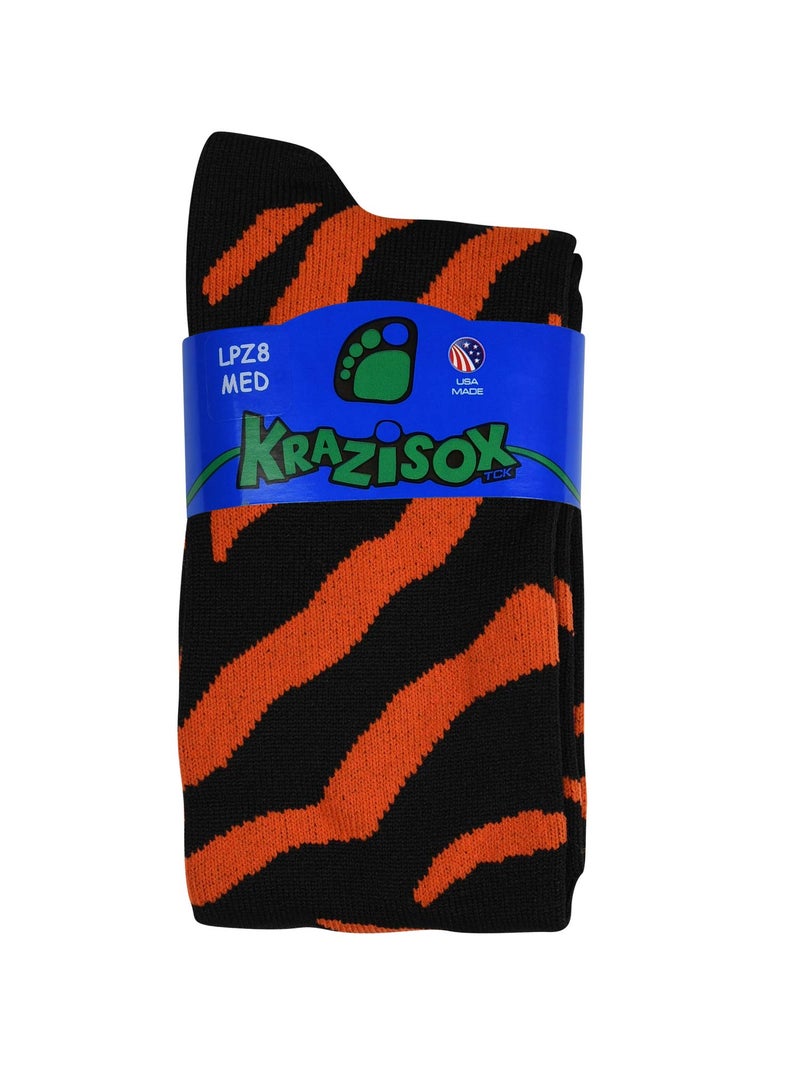 TCK Sports Krazisox Zebra Stripe Socks (Black/Orange, Small) - Black/Orange,Small - Image 2