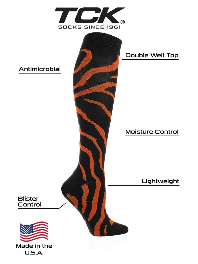 TCK Sports Krazisox Zebra Stripe Socks (Black/Orange, Small) - Black/Orange,Small - Image 3