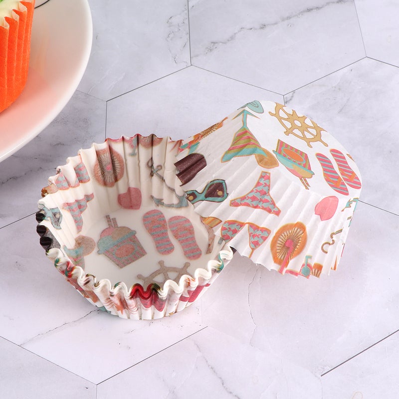 🍳 ٣٠٠ قطعة ورق الكب كيك مقاوم للشحوم مقاوم للحرارة ألوان متنوعة تصميم عشوائي لأكواب الكيك والمافن - Image 5