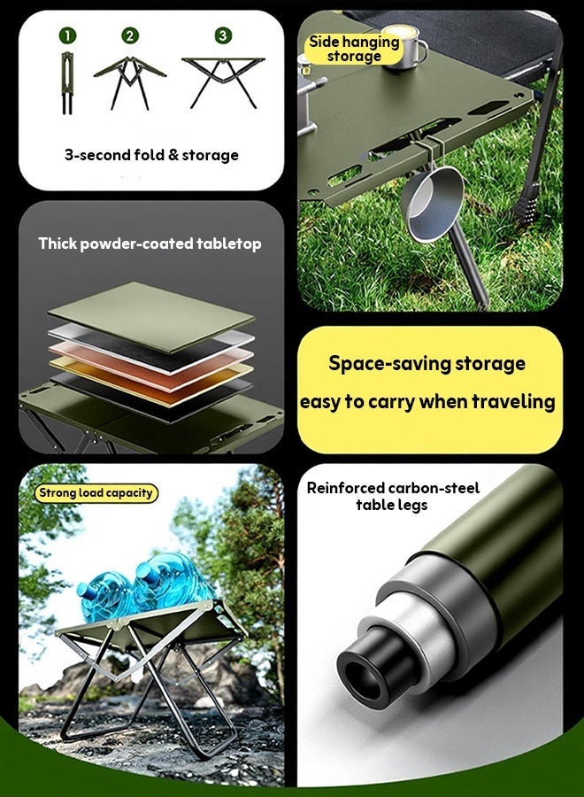 استكشاف الجبال طاولة تخييم قابلة للطي ومحمولة، طاولة سفر مع حامل مصباح مجاني، تتحمل حتى 60 كجم، مثالية للنزهات، الشرفة، والتخييم في الهواء الطلق - Image 2