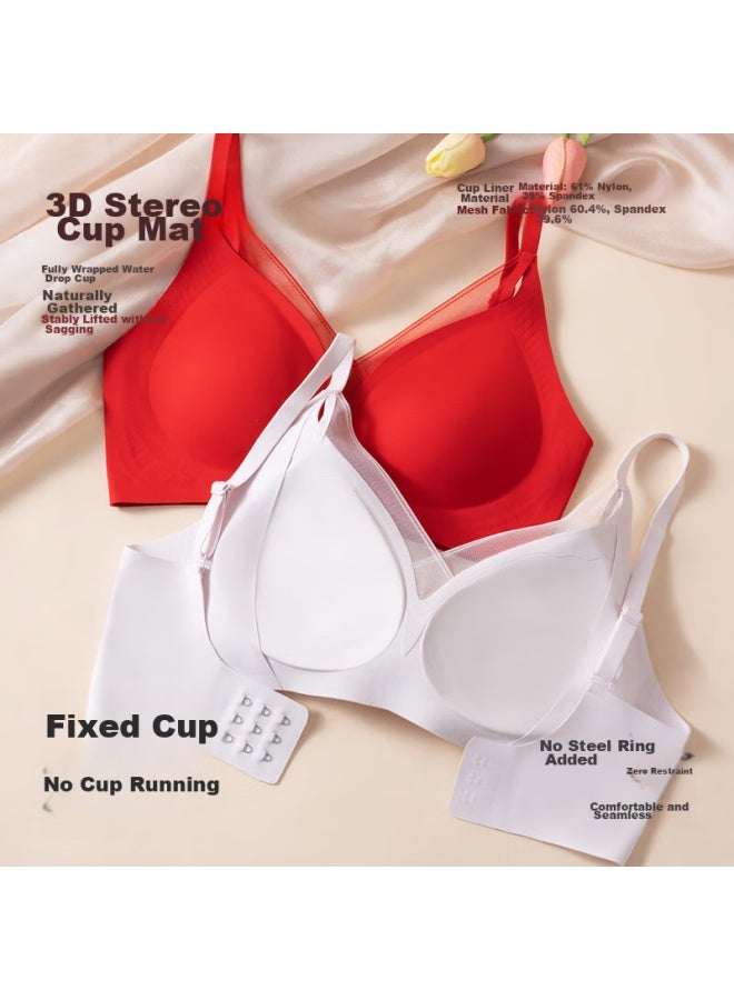 MIIOW Miiow [mianmian Cup] Women's Underwear, Autumn And Winter New Product, Soft Support Bra, V-neck Mesh Spliced Brassiere - Image 3