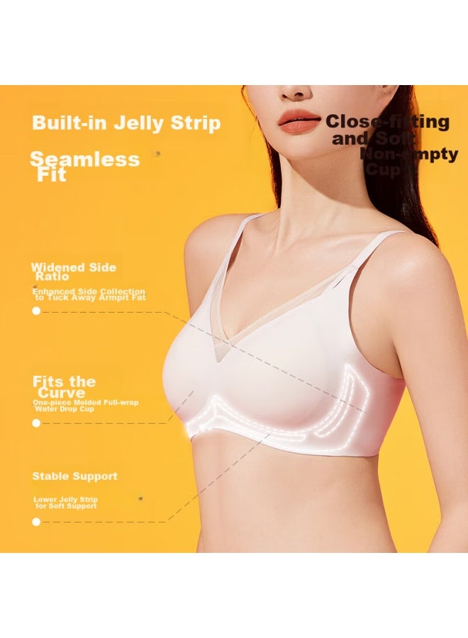 MIIOW Miiow [mianmian Cup] Women's Underwear, Autumn And Winter New Product, Soft Support Bra, V-neck Mesh Spliced Brassiere - Image 2