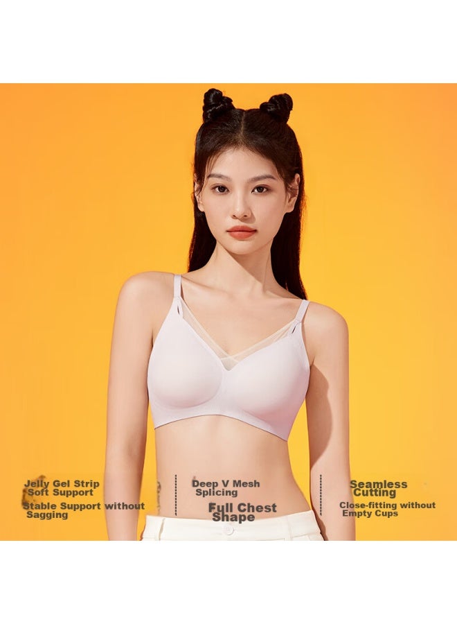 MIIOW Miiow [mianmian Cup] Women's Underwear, Autumn And Winter New Product, Soft Support Bra, V-neck Mesh Spliced Brassiere - Image 4