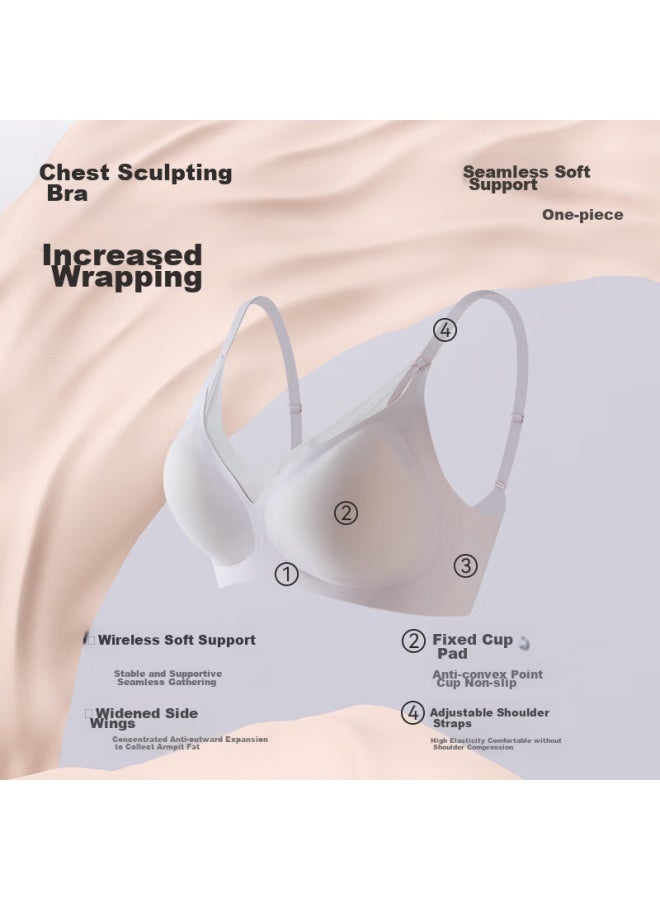 MIIOW Miiow [mianmian Cup] Women's Underwear, Autumn And Winter New Product, Soft Support Bra, V-neck Mesh Spliced Brassiere - Image 5