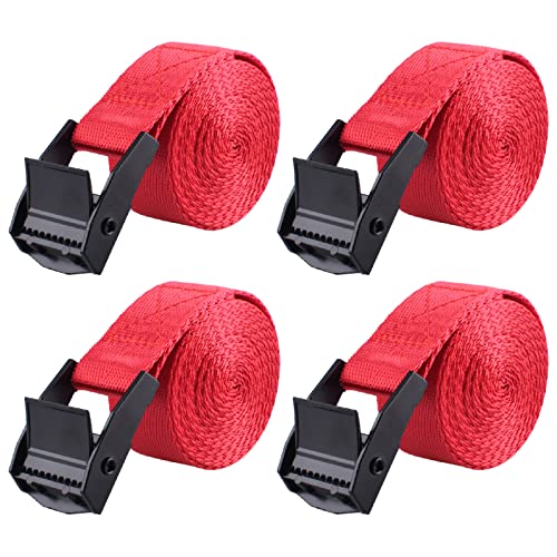 TRIWONDER Cinch Tie Down Strap Lashing Straps Heavy Duty Nylon Straps with Cam Buckles for Cargo, Trucks, Boat, Motorcycle,SUP, Kayak, Canoe, Trailer (2m, Red - 4 Pack) - Image 1