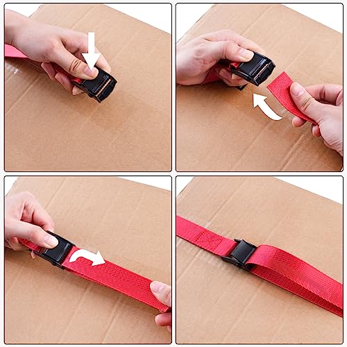 TRIWONDER Cinch Tie Down Strap Lashing Straps Heavy Duty Nylon Straps with Cam Buckles for Cargo, Trucks, Boat, Motorcycle,SUP, Kayak, Canoe, Trailer (2m, Red - 4 Pack) - Image 5