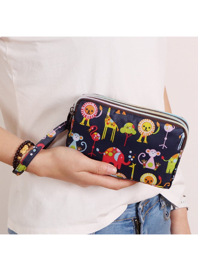 Generic - Ladies Long Wallet Phone Clutch Bag Wen's Fabric Coin Purse Small Handbag Fashionable Style For 2022-Color:Animal World - Image 1