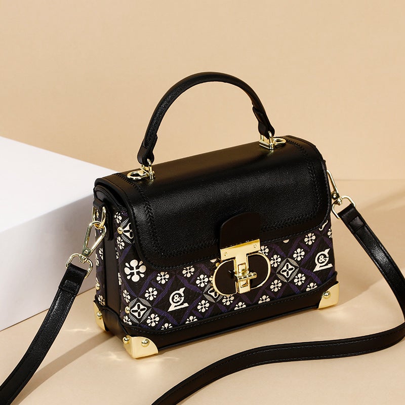 New Printed Patchwork Small Square Bag Fashion Trendy Handbag High-End Sense Large Capacity Shoulder Bag Crossbody Bag - Image 2
