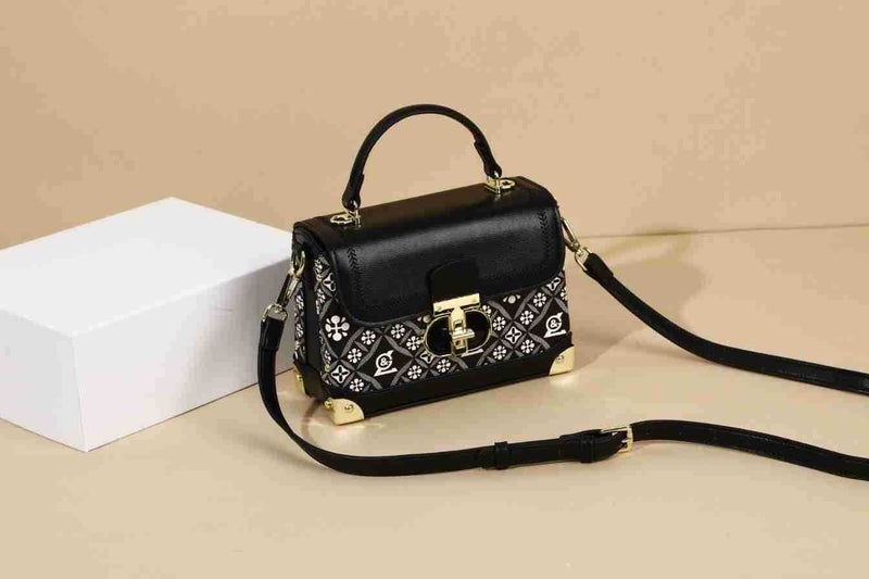 New Printed Patchwork Small Square Bag Fashion Trendy Handbag High-End Sense Large Capacity Shoulder Bag Crossbody Bag - Image 1