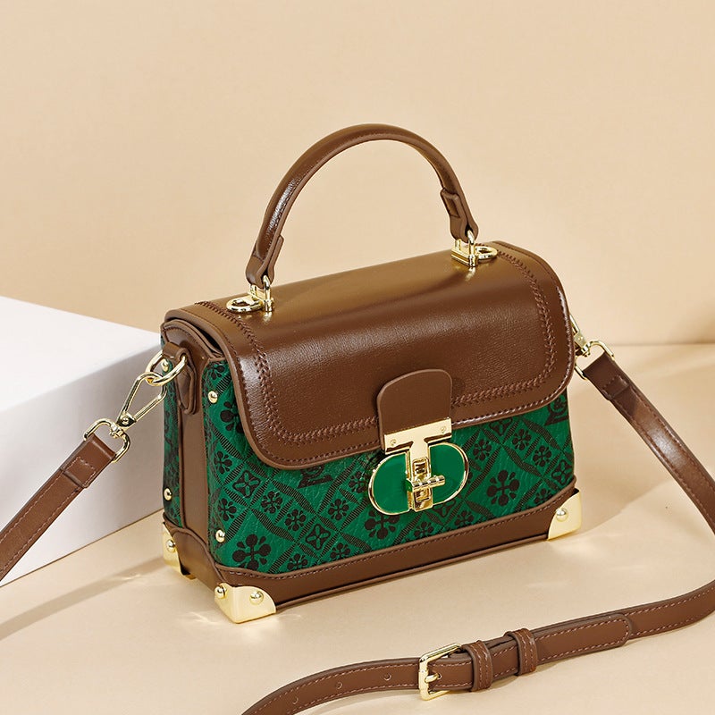 New Printed Patchwork Small Square Bag Fashion Trendy Handbag High-End Sense Large Capacity Shoulder Bag Crossbody Bag - Image 3