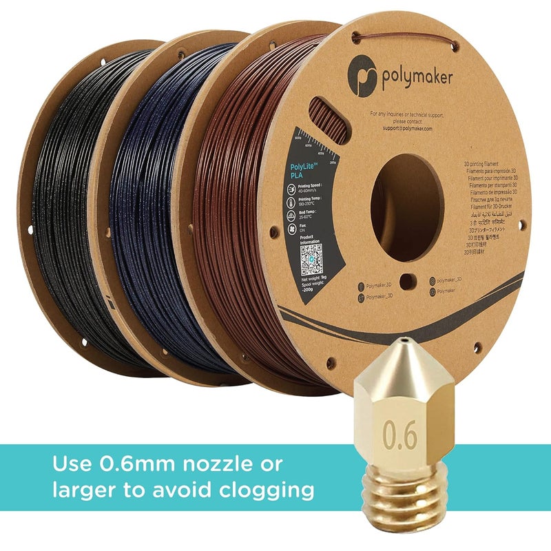 polymaker خيوط PLA لامعة 1.75 مم، أسود مجرة، 1 كجم - خيوط متلألئة، دقة أبعاد +/- 0.03 مم (تتطلب فوهة 0.6 مم) - Image 2
