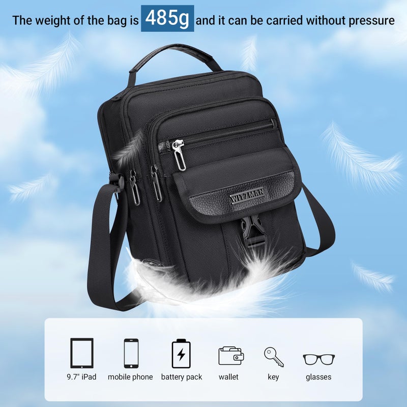WITZMAN Crossbody Bags for Men Travel Shoulder Bag Lightweight Man Purse Small Casual Messenger Bag for Work Travelingï¼ˆB699 Blackï¼‰ - Image 5