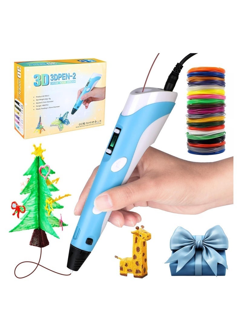 Gulf Trend Intelligent 3d Pen With Led Display, 3d Printing Pen With Usb Charging, 3 Colors Pla Filament Refills, Compatible Pla Abs,Perfect Arts Crafts Gift - Image 1