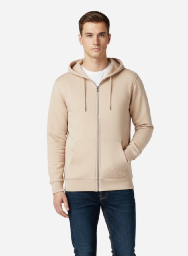  نسمعك هودي فليـس بسحّاب للجنسين باللون البيج - Image 1