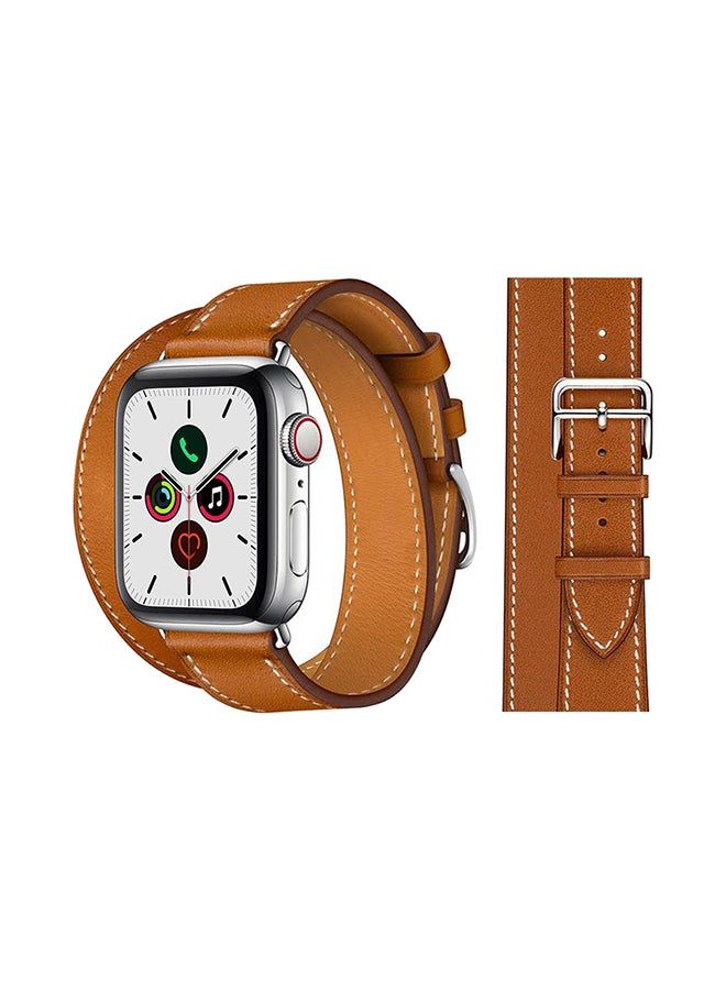 Double Tour Replacement Band For Apple Watch Series 5/4/3/2/1 Brown