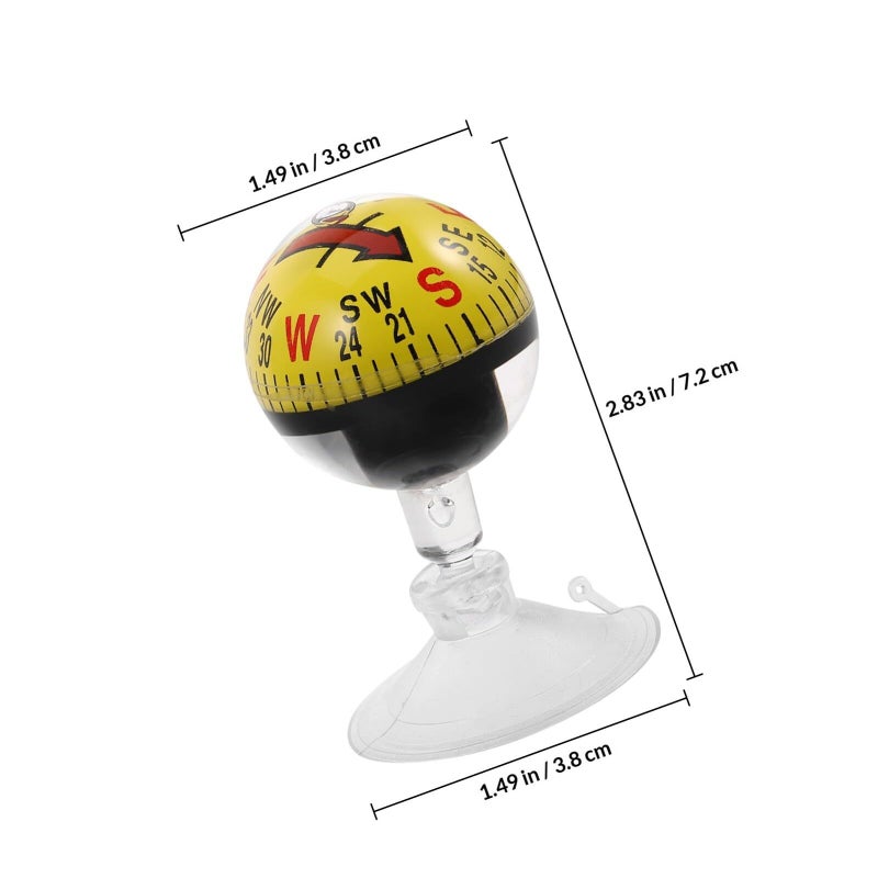 38mm Yellow Car Compass Suction Cup For Auto Dashboard Outdoor Marine Navigation - Image 3