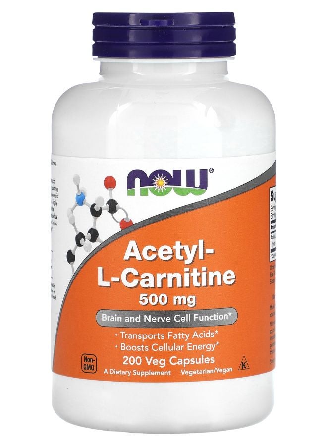 now Acetyl-L-Carnitine 500 mg 200 Veg Capsules