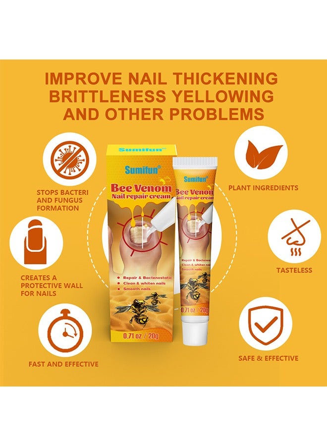 Sumifun Bee Venom Nail Repair Cream - Nail Growth Care Nail Repair Cream Improve Nail Thickening Brittleness Yellowing And Other Problems 20g - Image 4