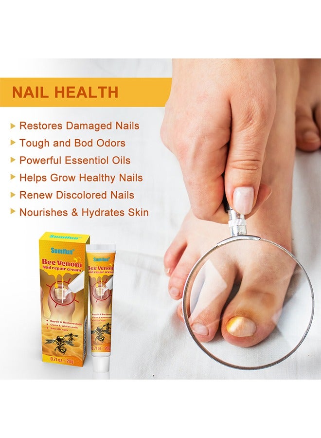 Sumifun Bee Venom Nail Repair Cream - Nail Growth Care Nail Repair Cream Improve Nail Thickening Brittleness Yellowing And Other Problems 20g - Image 2