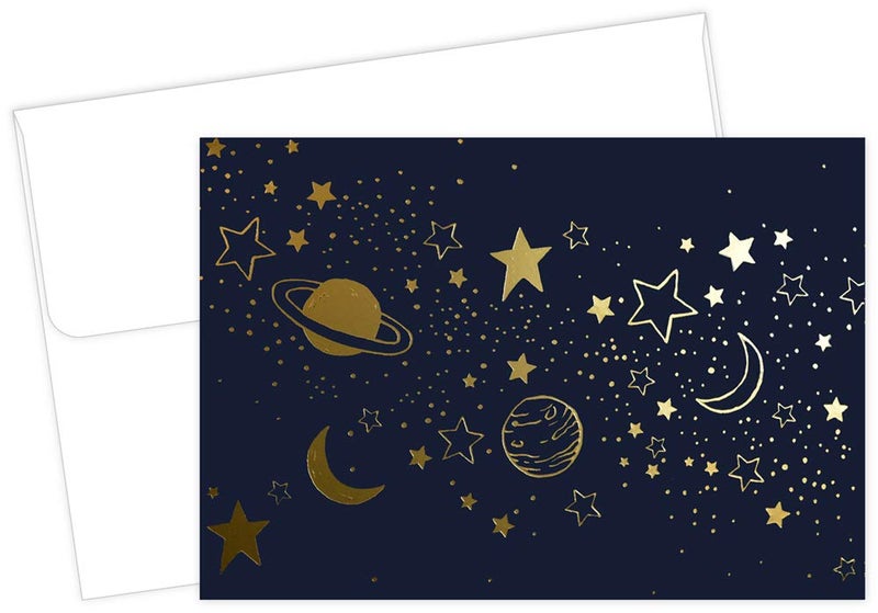 Great Papers Cosmic Night Gold Foil Note Card Envelopes 4875 x 3375 50 count 2020031