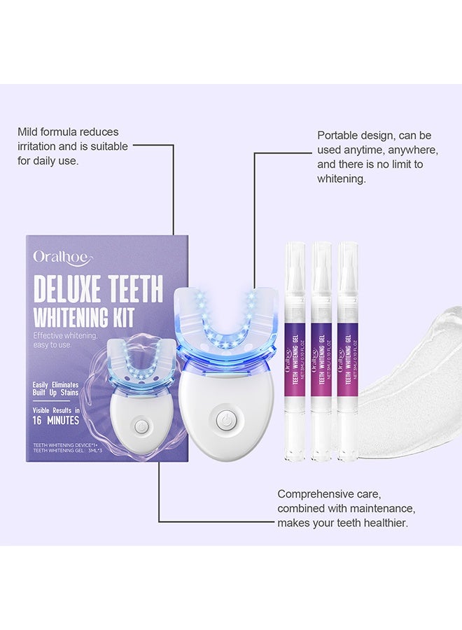 ORALHOE Deluxe Teeth Whitening Kit, Wireless Teeth Whitening Kit, Professional Whitening Gel Pens Strips Dental Kit, With 32X Dual LED Natural Whitening Lights Accelerator, Include 3 Teeth Whitening Gel Pens, Dental-Grade Whitening At Home - Image 5