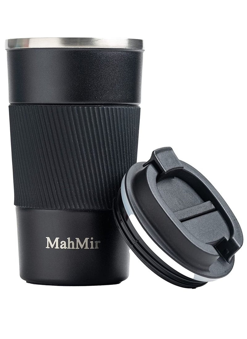 MahMir Tumbler Stainless Steel Vacuum Insulated Travel Mug Water Coffee Cup for Home Office Outdoor Works Great for Ice Drinks and Hot Beverage 510ml Black  - Image 1