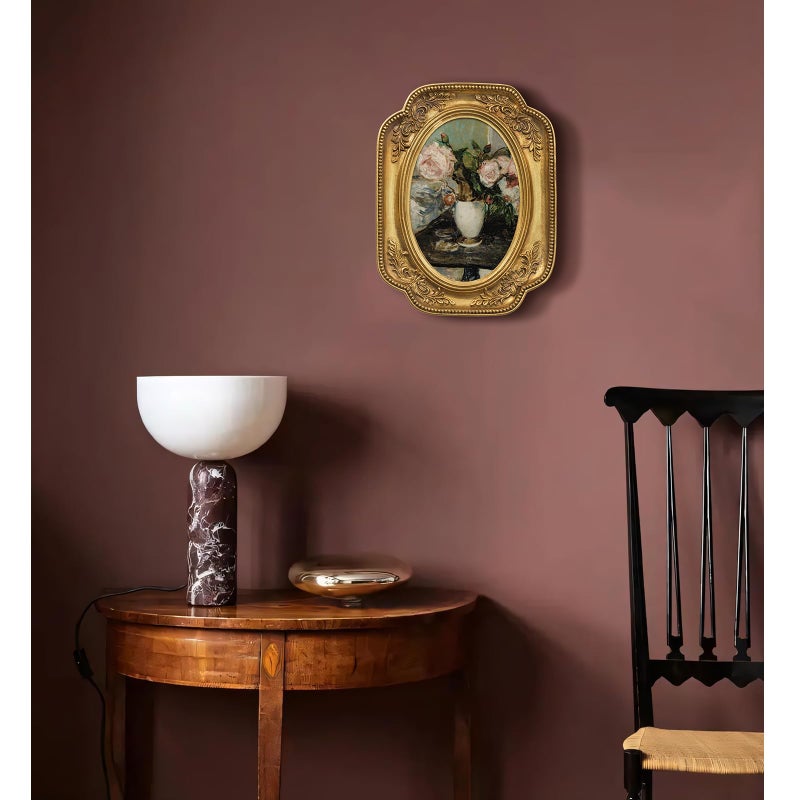 FOLKOR Vintage Flower Painting with Gold Frame, Floral Canvas Wall Art Prints for Tabletop Shelf Gallery Wall Decor, Retro Bouquet Still Life Artwork for Dining Room Hallway, 4x6 - Image 3