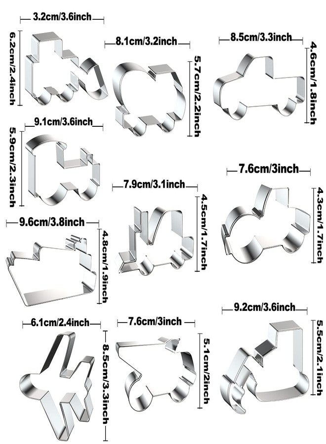 ايلان مجموعة قواطع بسكويت معدنية على شكل شاحنات من إيلان، 10 قطع، قوالب بسكويت صغيرة للأطفال، قوالب فطائر للأطفال، قواطع بسكويت للخبز (سيارات فضية) - Image 2