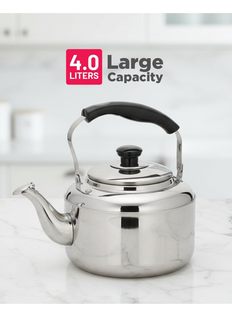 ديلكاسا غلاية شاي ديلكاسا DC3231 من الفولاذ المقاوم للصدأ، سعة 4 لتر، فضي - Image 3