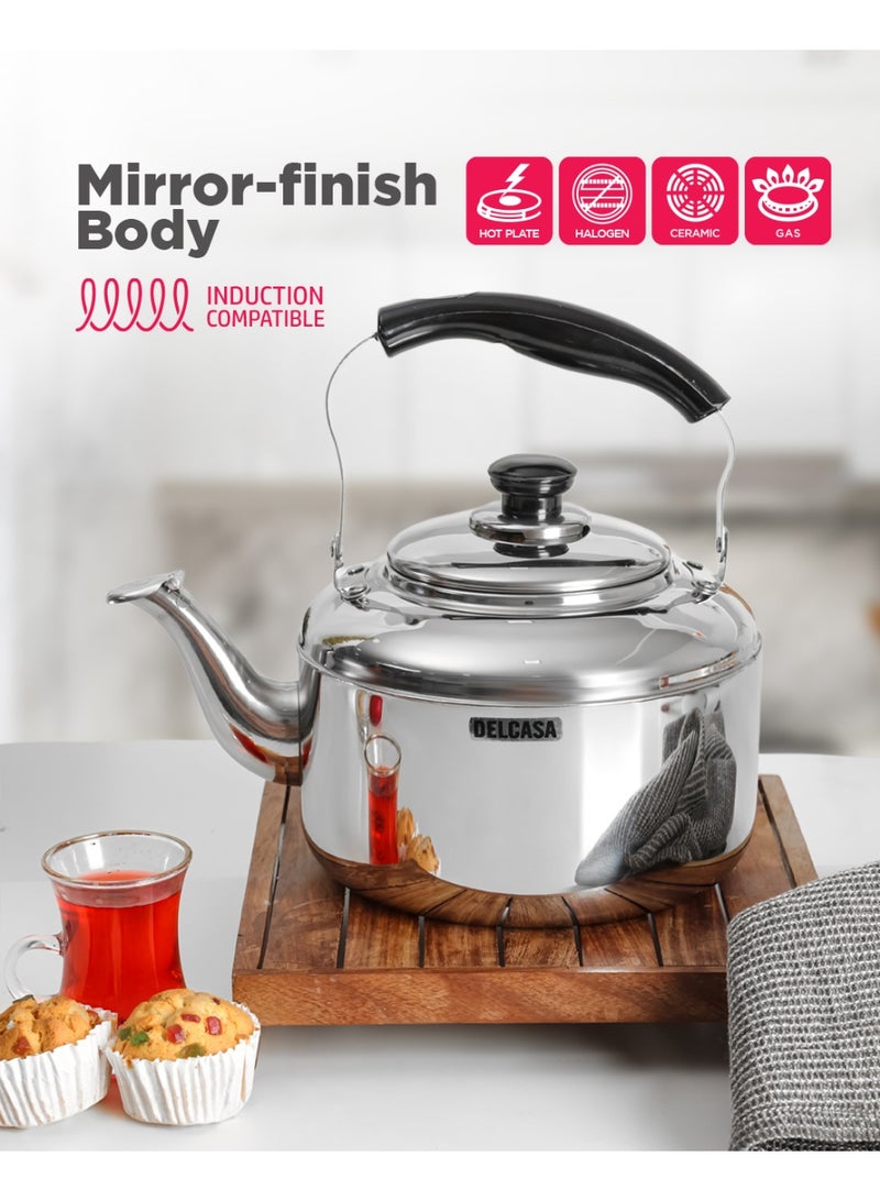 ديلكاسا غلاية شاي ديلكاسا DC3231 من الفولاذ المقاوم للصدأ، سعة 4 لتر، فضي - Image 1