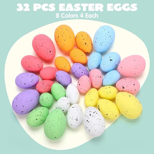 JOYIN 32Pcs Easter Foam Eggs Pastel Speckled Assorted Easter Eggs for Indoor Table Centerpiece Decoration Party Favor Bowl Fillers Wreath Garland - Image 3