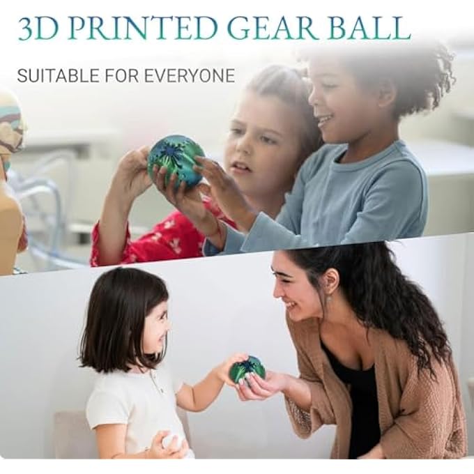 RAYYAN Gear Ball - 3D Printed Gear Ball Spin Ball or Cube Fidget Toy, Gear Sphere,Gear Ball Fidget Toy, Stress Ball,Gear Toy for Stress and Anxiety Relaxing (Green) - Image 2