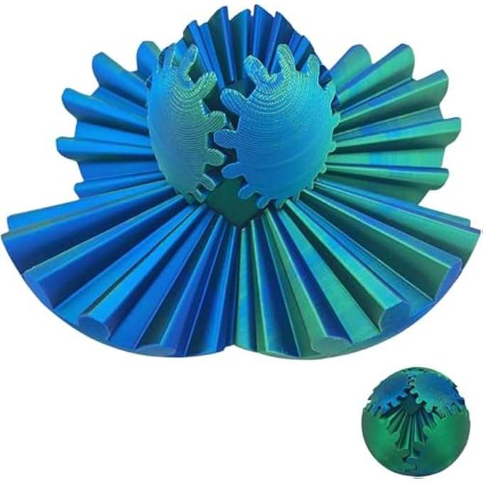 RAYYAN Gear Ball - 3D Printed Gear Ball Spin Ball or Cube Fidget Toy, Gear Sphere,Gear Ball Fidget Toy, Stress Ball,Gear Toy for Stress and Anxiety Relaxing (Green) - Image 1