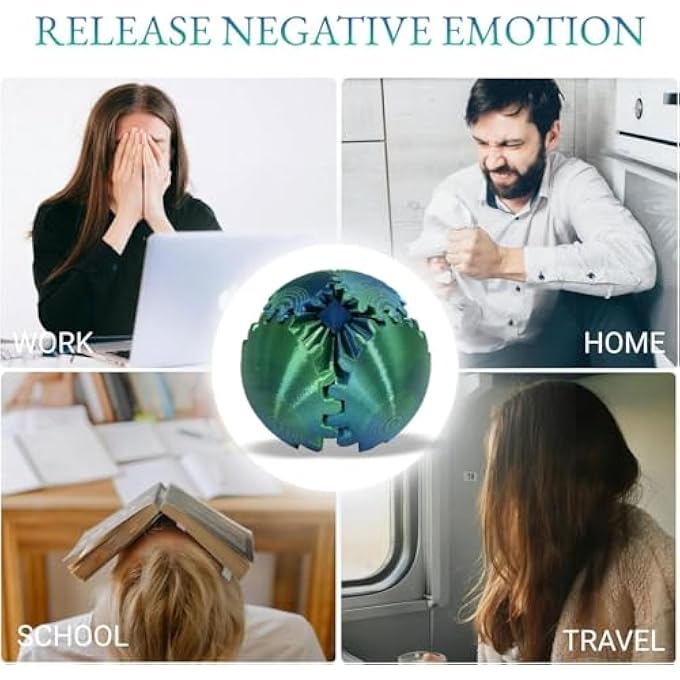 RAYYAN Gear Ball - 3D Printed Gear Ball Spin Ball or Cube Fidget Toy, Gear Sphere,Gear Ball Fidget Toy, Stress Ball,Gear Toy for Stress and Anxiety Relaxing (Green) - Image 3
