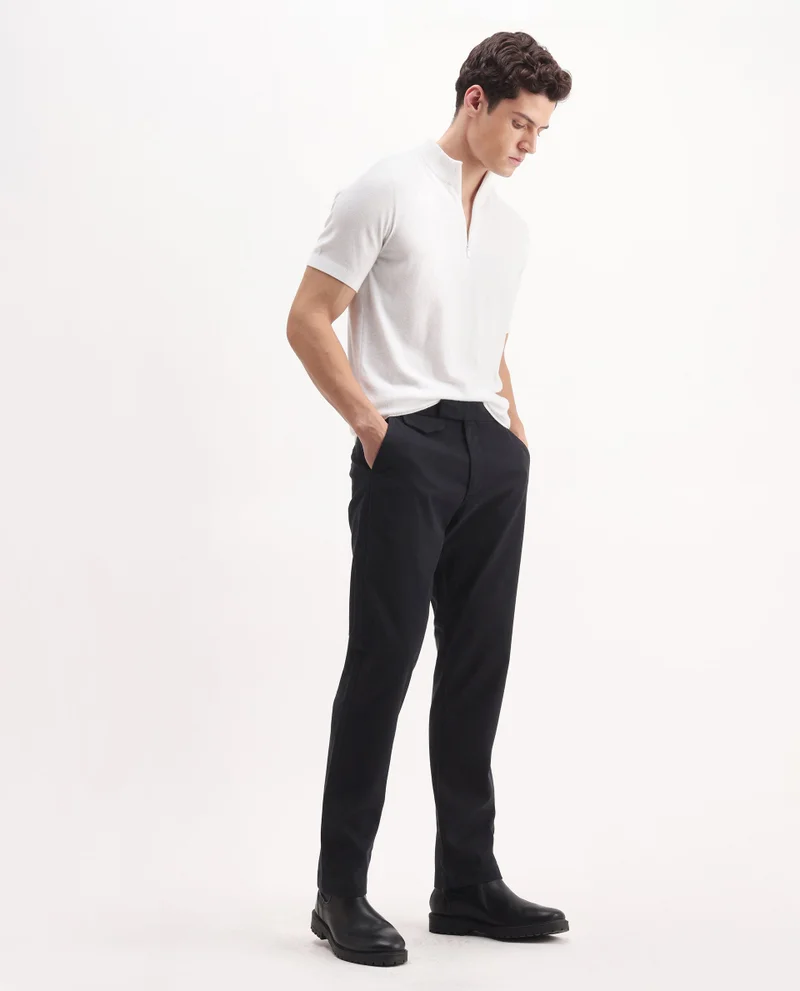 Rare Rabbit Men's Regular Fit  With Adjustable Waistband Trouser